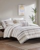 Olliix Langley 5 Piece Clipped Jacquard  Comforter Set Neutral