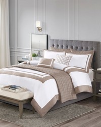 Heritage 8 Piece Comforter and Quilt Set Collection Taupe Full Queen by   