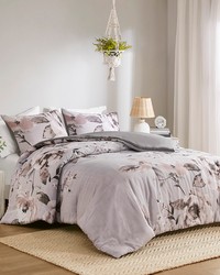 Neko 3 Piece Floral Printed Comforter Set Lilac King by   