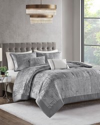 Lee 5 Piece Crinkle Velvet Comforter Set Silver Full Queen by   