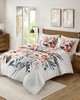 Olliix Dahlia 3 Piece Floral Cotton Comforter Set Peach/Off-White