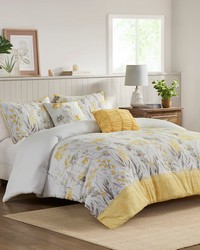 Prairie 5 Piece Seersucker Comforter Set with Throw Pillows Yellow King by   