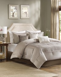 Trinity 7 Piece Polyester Charmeuse Comforter Set Taupe Queen by   