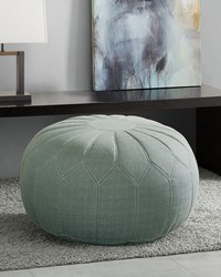 Kelsey Round Pouf Ottoman Seafoam by  Kasmir 