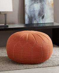 Kelsey Round Pouf Ottoman Orange by  Kasmir 