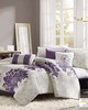 Olliix Lola 6 Piece Printed Duvet Cover Set Taupe Grey/Purple