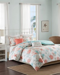 Pebble Beach 6 Piece Cotton Sateen Duvet Cover Set Coral Full Queen by   