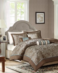 Aubrey 6 Piece Duvet Cover Set Blue Brown Full Queen by   