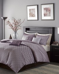 Biloxi 6 Piece Jaquard Duvet Cover Set Purple Full Queen by   