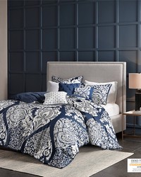 Vienna 6 Piece Printed Duvet Cover Set Indigo King by   