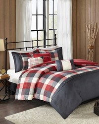 Ridge 6 Piece Herringbone Duvet Cover Set Red Full Queen by   