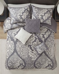 Vienna 6 Piece Printed Duvet Cover Set Grey King by   