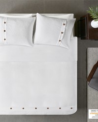 Finley 3 Piece Cotton Waffle Weave Duvet Cover Set White Full Queen by   