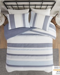 Allegany 3 Piece Jacquard Duvet Cover Set Blue Full Queen by   