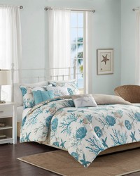 Pebble Beach 6 Piece Cotton Sateen Duvet Cover Set Aqua Full Queen by   