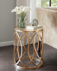 Arlo Metal Eyelet Accent Table Gold Glass by  Kasmir 