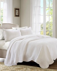 Tuscany 3 Piece Reversible Scalloped Edge Quilt Set White Full Queen by   