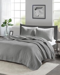 Keaton 3 Piece Quilt Set Grey King by   