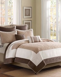 Attingham 7 Piece Quilt Set with Euro Shams and Throw Pillows Beige Full Queen by   