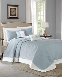 Ashbury 5 Piece Reversible Bedspread Set Blue Queen by   