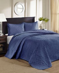 Quebec Reversible Bedspread Set Navy Queen by   