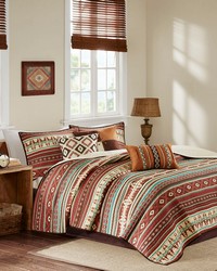 Taos 6 Piece Printed Quilt Set with Throw Pillows Spice Full Queen by   