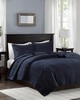 Olliix Harper 3 Piece Velvet Quilt Set Navy