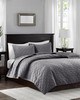 Olliix Harper 3 Piece Velvet Quilt Set Grey