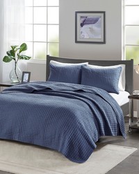 Keaton 3 Piece Quilt Set Navy King by   