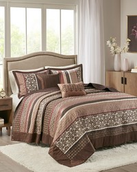 Princeton 5 Piece Reversible Jacquard Bedspread Set Red Queen by   