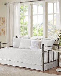 Tuscany 6 Piece Reversible Scalloped Edge Daybed Cover Set White by   