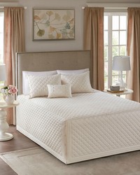 Breanna 4 Piece Cotton Reversible Tailored Bedspread Set Ivory King by   