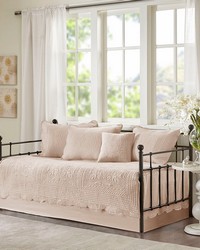 Tuscany 6 Piece Reversible Scalloped Edge Daybed Cover Set Blush by   