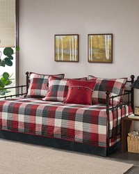 Ridge 6 Piece Reversible Plaid Daybed Cover Set Red by   