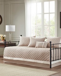 Breanna 6 Piece Cotton Daybed Cover Set Khaki by   