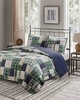 Olliix Timber 3 Piece Reversible Printed Quilt Set Green / Navy