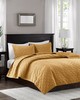 Olliix Harper 3 Piece Velvet Quilt Set Mustard