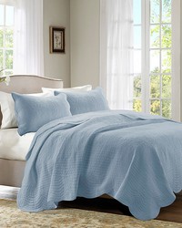 Tuscany 3 Piece Reversible Scalloped Edge Quilt Set Blue Full Queen by   