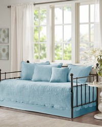 Tuscany 6 Piece Reversible Scalloped Edge Daybed Cover Set Blue by   