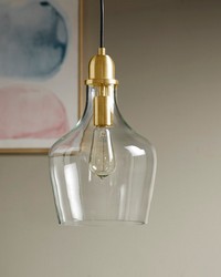 Auburn Bell Shaped Glass Pendant Gold Clear by   