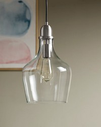 Auburn Bell Shaped Glass Pendant Silver Clear by   