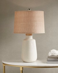 Tate Boho Textured Ceramic Table Lamp Ivory by   