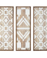 Natural Mandal Twotone Geometric 3piece Wood Wall Decor Set Natural by   