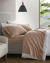 Linen Blend 4PC Sheet Set Warm Taupe Full Queen by   