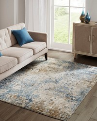 Newport  Abstract Area Rug Cream Blue by   