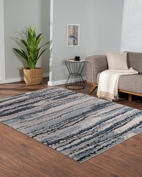 Riley Watercolor Abstract Stripe Woven Area Rug Blue by   