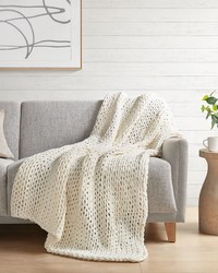 Chunky Double Knit Handmade Throw Ivory by   