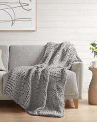 Chunky Double Knit Handmade Throw Grey by   