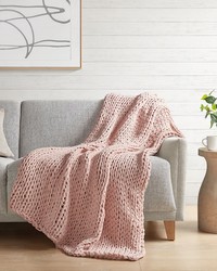 Chunky Double Knit Handmade Throw Blush by   