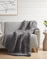 Chunky Double Knit Handmade Throw Charcoal by   